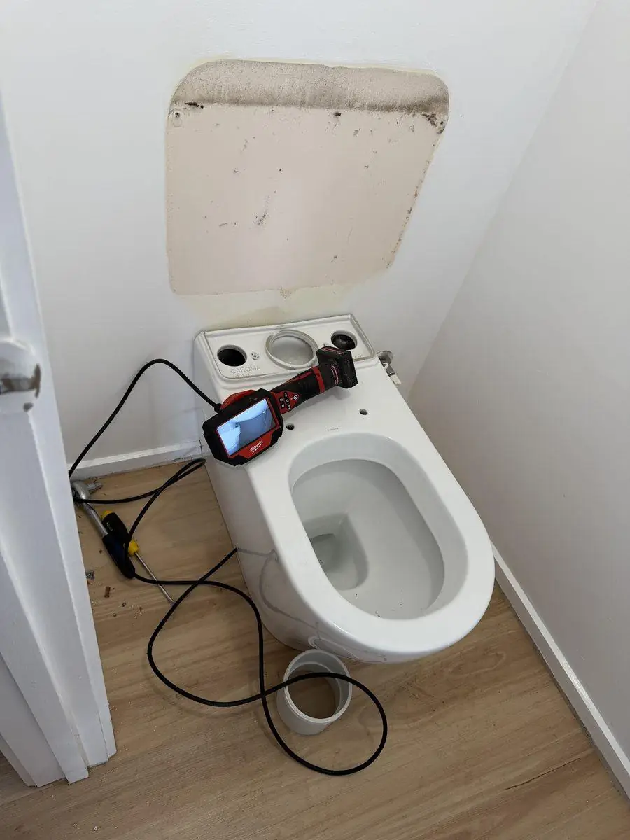 CCTV drain inspection through a toilet pan in Mount Eliza